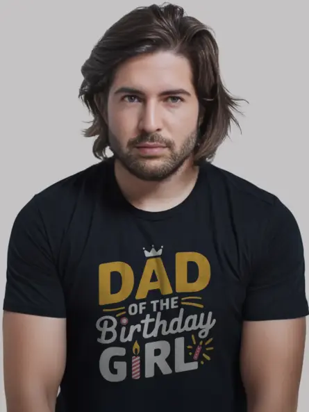 Dad of the birthday girl shirt in black – birthday party tee