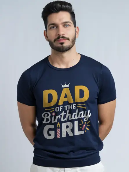 Navy dad of the birthday girl shirt – family matching tee