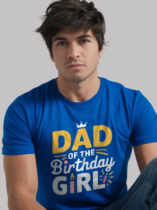 Royal blue dad of the birthday girl shirt – party celebration tee