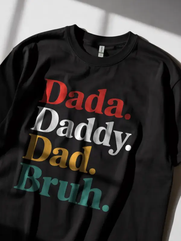Black back view buy sarcastic dad titles black graphic tee dada daddy dad bruh text shirt dark