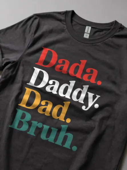 Dark Heather back view buy sarcastic dad titles black graphic tee sarcastic father apparel navy with bruh phrase