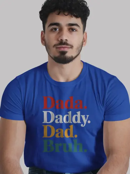 Royal Blue lifestyle view buy sarcastic dad titles black graphic tee dada daddy dad bruh