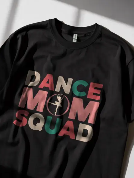 Dance mom squad shirt in black – colorful dance tee