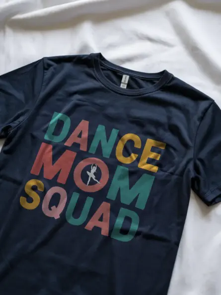 Navy dance mom squad tee – cheer mom top