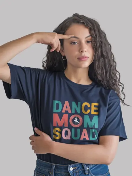 Navy dance mom squad tee – cheer mom top