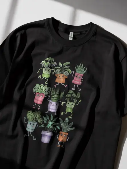 Dancing Plants Shirt in Black – Funny Gardening T-Shirt
