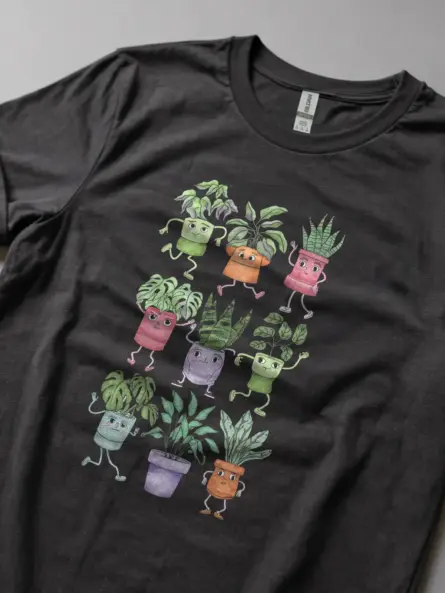 Dark Heather Dancing Plants Shirt – Succulent Lover Tee