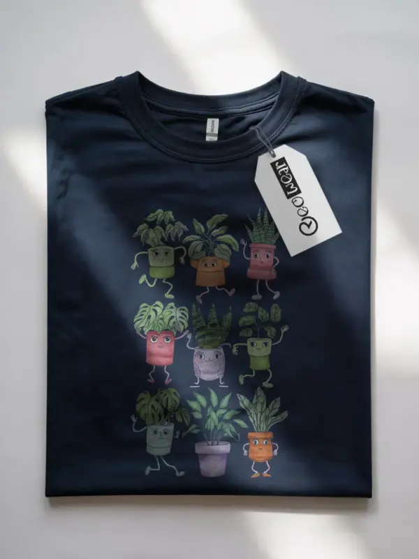 Navy Dancing Plants Shirt – Cute Plant Graphic Shirt