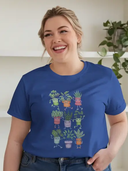 Royal Blue Dancing Plants Shirt – Garden Lover T-shirt