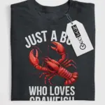 Just a boy who loves crawfish shirt in dark heather – lobster shirt, crawfish lover shirt