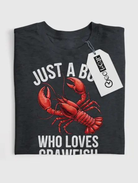 Just a Boy Who Loves Crawfish Shirt in Dark Heather – lobster shirt, crawfish lover shirt
