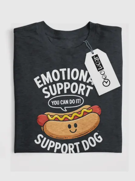 Dark Heather Emotional Support Dog Shirt Funny buy emotional support dog pun shirt online front view