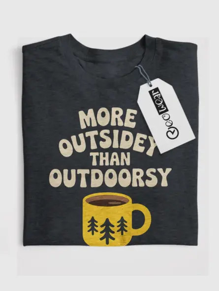 Dark Heather Cozy Camper T-Shirt pine tree design tee