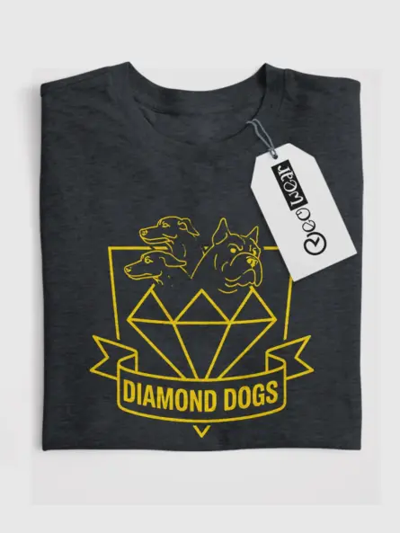 Dark Heather Diamond Dogs T-Shirt Ted Lasso + minimalist greyhound and bulldog t-shirt – front view