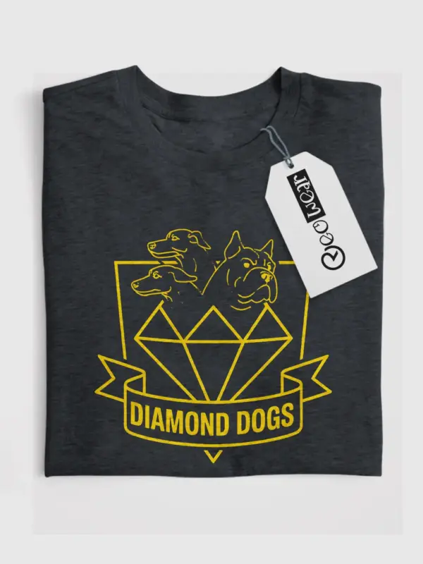 Dark Heather Diamond Dogs T-Shirt Ted Lasso + minimalist greyhound and bulldog t-shirt – front view