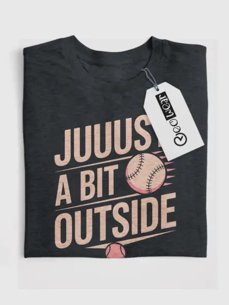 Dark Heather Front View Just A Bit Outside Baseball Shirt Minimalist Sports Tee