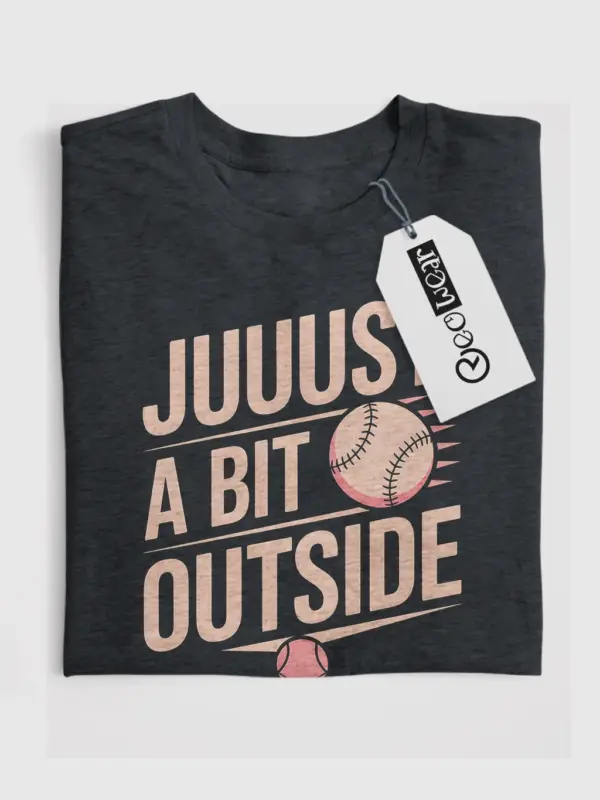 Dark Heather Front View Just A Bit Outside Baseball Shirt Minimalist Sports Tee