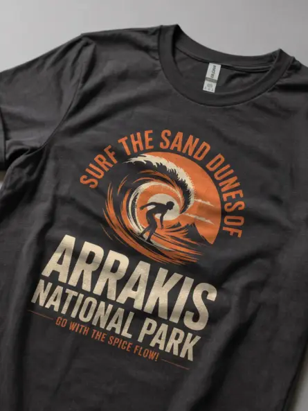 Dark Heather back view Surf the Sand vintage desert surf t-shirt