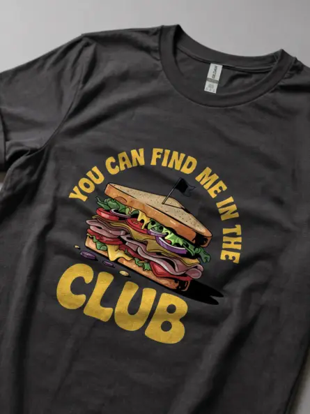Dark heather front view you can find me in the club funny club sandwich t-shirt