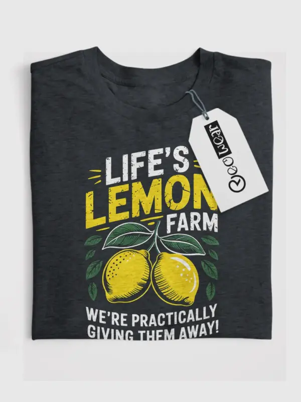 Dark Heather Life’s Lemon Farm Vintage Lemon Farm T-Shirt front view