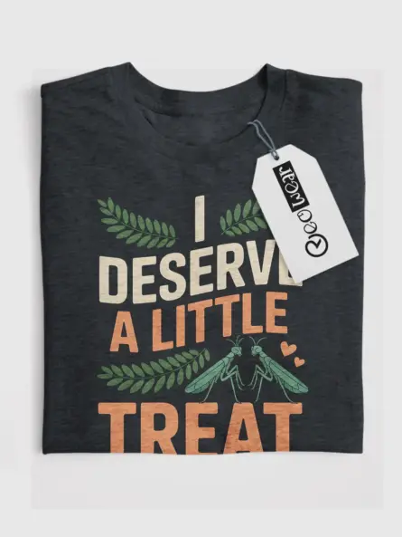 Dark Heather Praying Mantis T-Shirt Aesthetic insect t-shirt with fern leaves