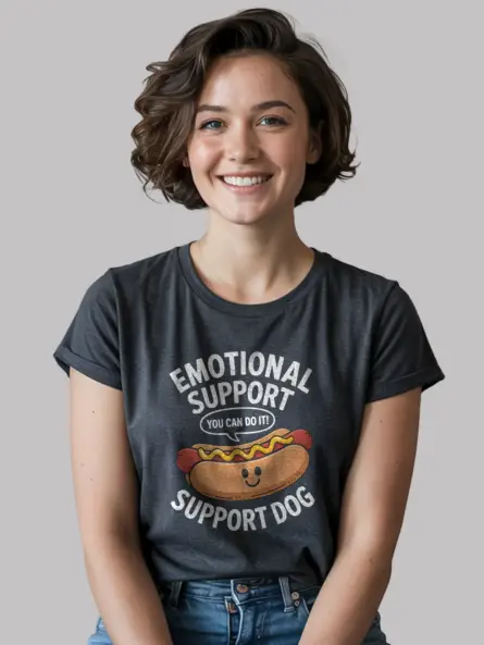 Dark Heather Emotional Support Dog Shirt Funny support animal t-shirt