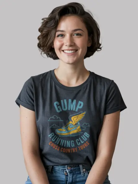 Dark Heather Forrest Gump Running Club T-Shirt forrest gump cross country running shirt front view