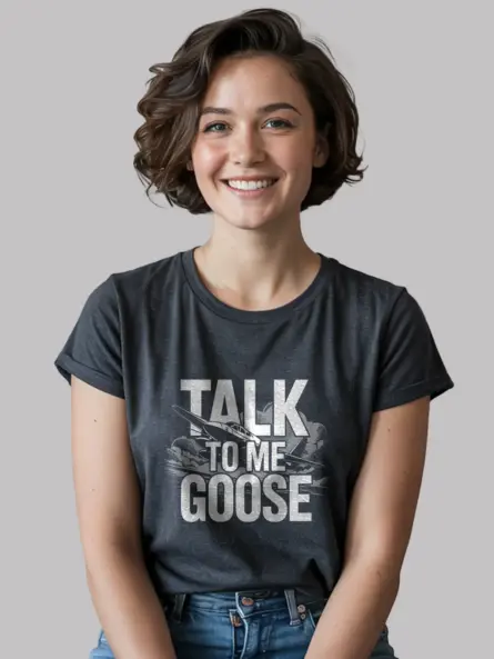 Dark Heather Talk to Me Goose aviation t-shirt retro aviation quote t-shirt