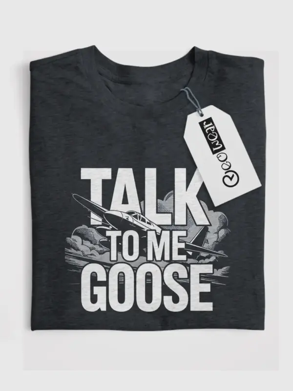Dark Heather Talk to Me Goose aviation t-shirt pilot apparel
