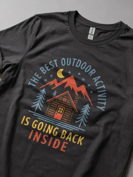 Dark heather lifestyle shot the best outdoor activity funny introvert outdoor t-shirt