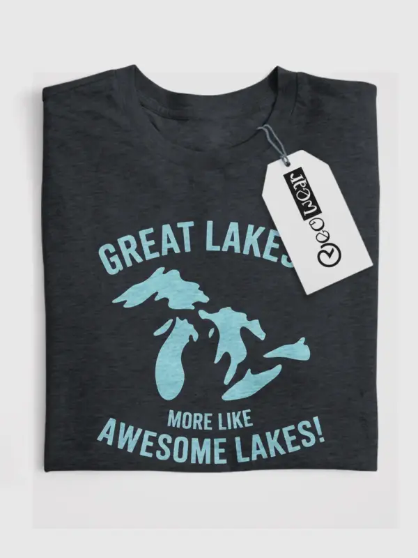 Dark heather front view great lakes awesome lakes t shirt for locals