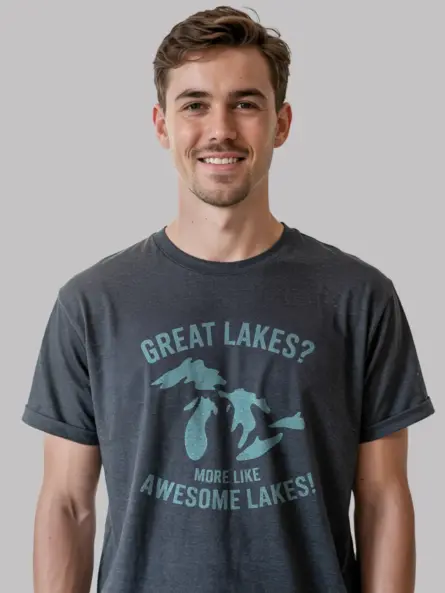 Dark heather lifestyle great lakes awesome lakes t shirt lakeside wear