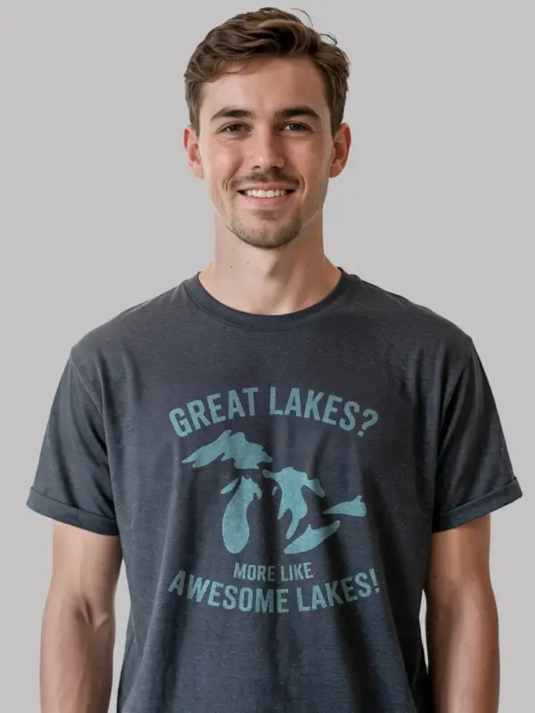 Dark heather lifestyle great lakes awesome lakes t shirt lakeside wear