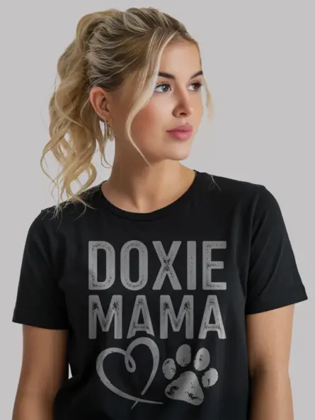 Doxie mama shirt in black – cute dachshund mom tee