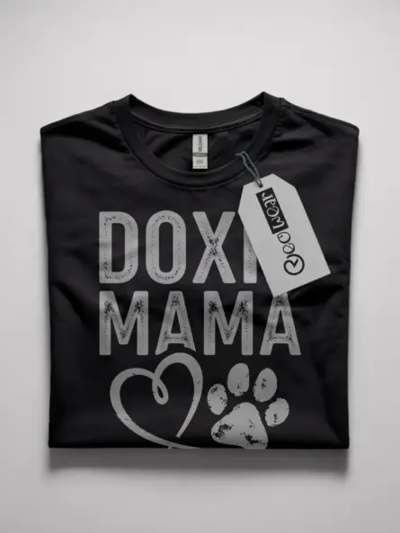 Doxie mama shirt in black – cute dachshund mom tee