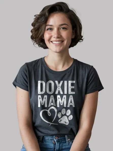 Dark heather doxie mama shirt – dog lover tee