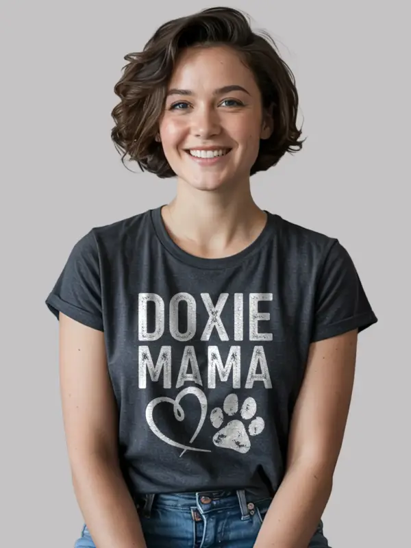 Dark heather doxie mama shirt – dog lover tee