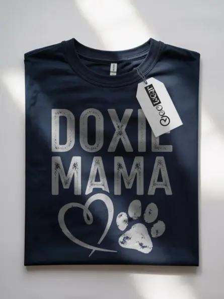Navy doxie mama shirt – funny wiener dog shirt