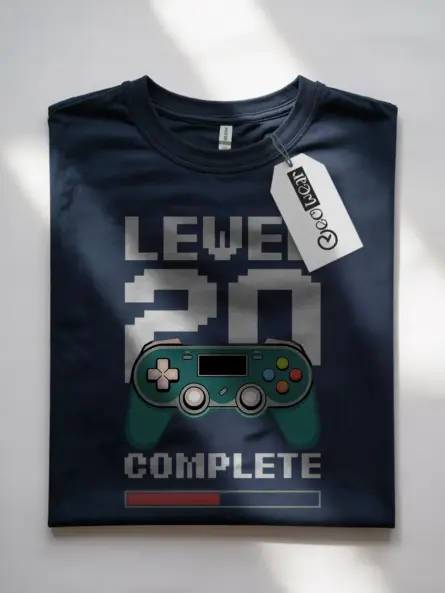 Navy gamer level 20 shirt – level up 20th birthday gift