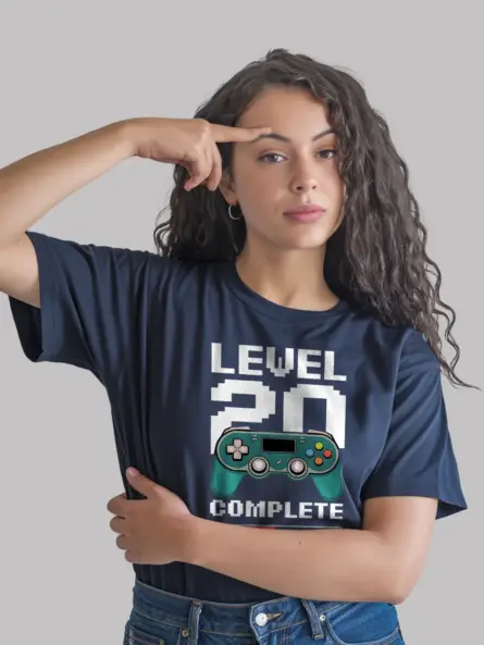 Navy gamer level 20 shirt – level up 20th birthday gift