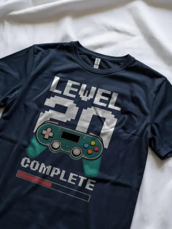 Navy gamer level 20 shirt – level up 20th birthday gift