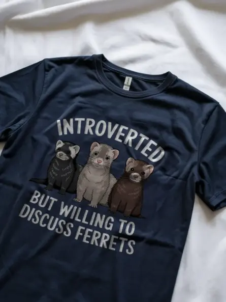 Navy ferret lover shirt – playful ferret enthusiast tee