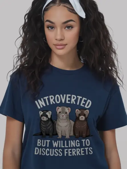 Navy ferret lover shirt – playful ferret enthusiast tee