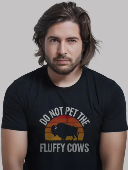 Fluffy cows shirt in black – funny yellowstone national park tee