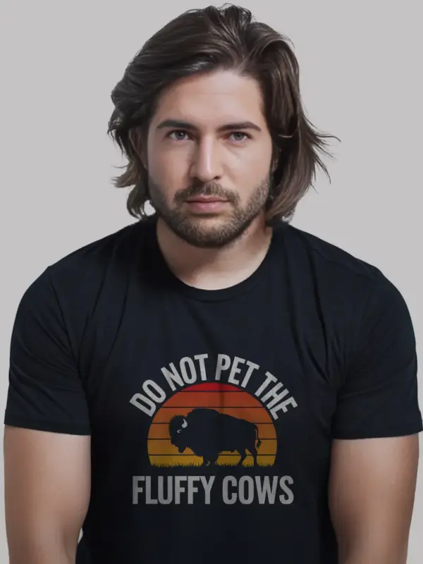 Fluffy cows shirt in black – funny yellowstone national park tee