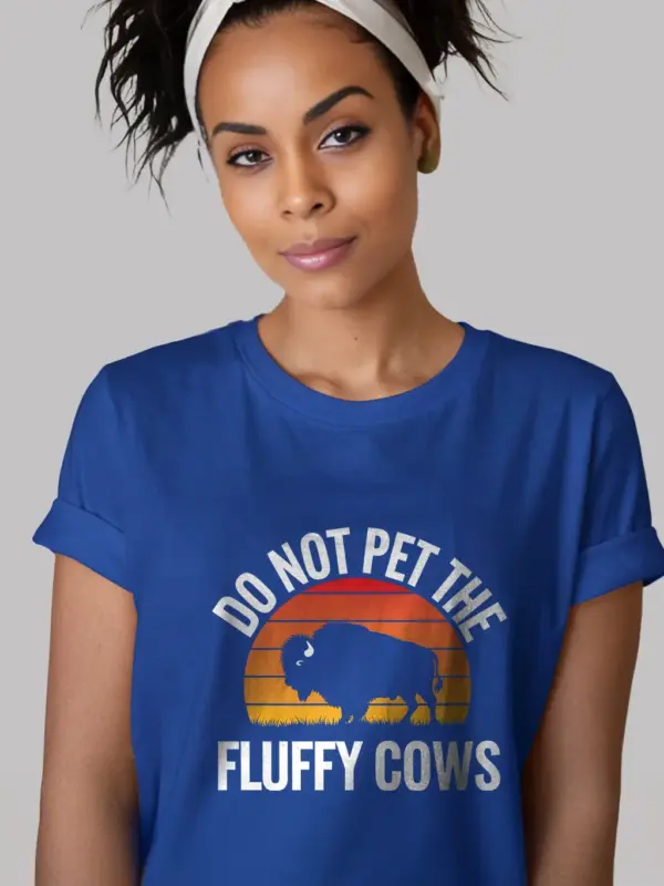 Royal blue fluffy cows shirt – national park adventure shirt