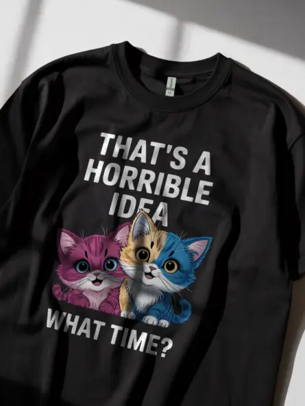 Funny cat shirt in black – playful kittens meme tee