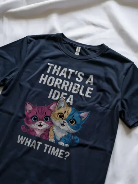 Navy funny cat shirt – whimsical kittens meme shirt