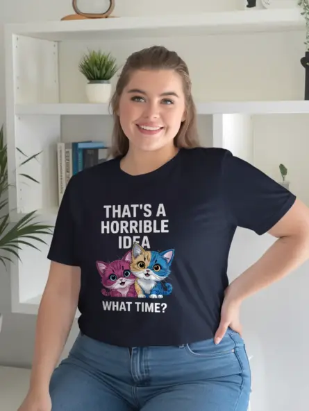 Navy funny cat shirt – whimsical kittens meme shirt