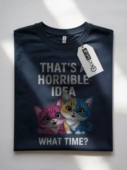 Navy funny cat shirt – whimsical kittens meme shirt